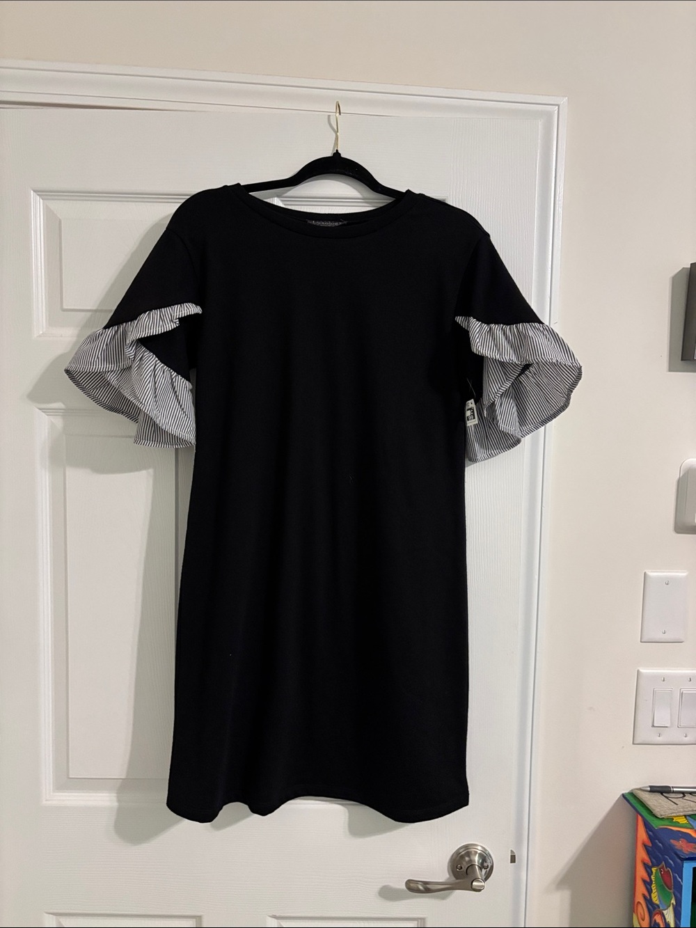 Black Ruffle Sleeve Women's Dress